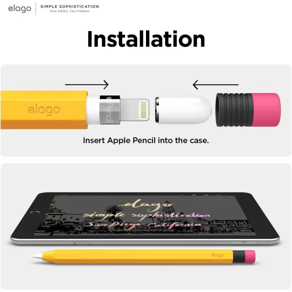 elago Classic Pencil Case Compatible with Apple Pencil 1st Generation Perfect Grip Protective Skin Cover Silicone SleeveYellow