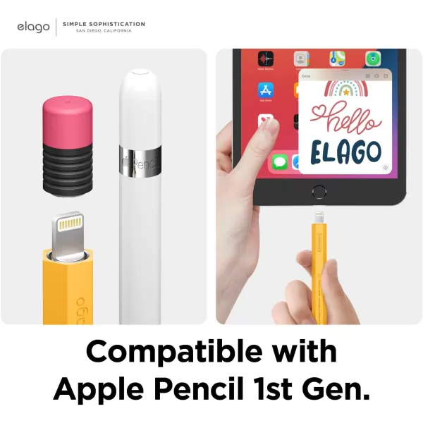 elago Classic Pencil Case Compatible with Apple Pencil 1st Generation Perfect Grip Protective Skin Cover Silicone SleeveYellow