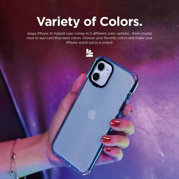 elago Clear Hybrid Case Compatible with iPhone 11 Neon YellowAqua Blue