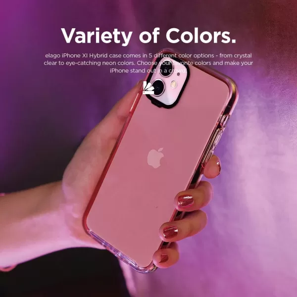 elago Clear Hybrid Case Compatible with iPhone 11 Neon YellowLovely Pink