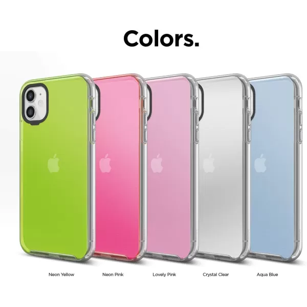 elago Clear Hybrid Case Compatible with iPhone 11 Neon YellowLovely Pink