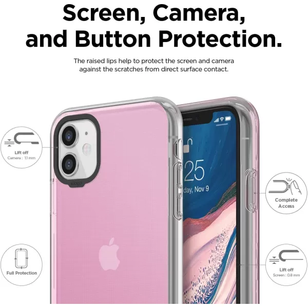 elago Clear Hybrid Case Compatible with iPhone 11 Neon YellowLovely Pink