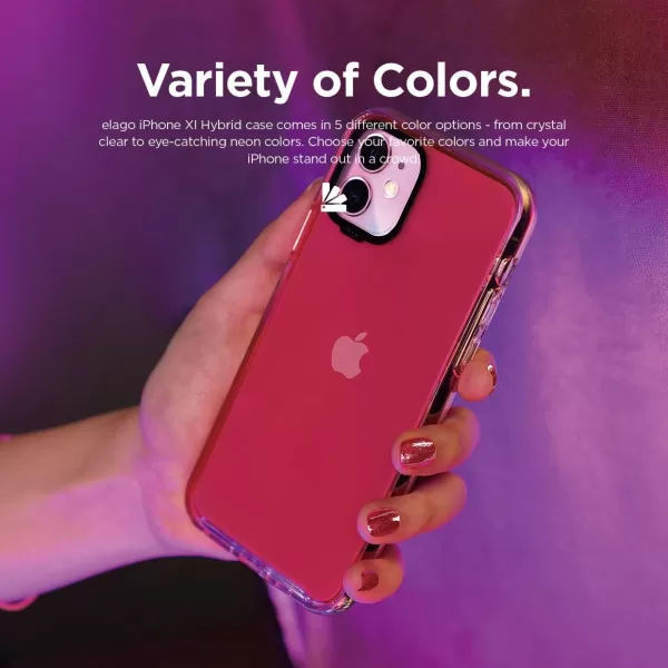 elago Clear Hybrid Case Compatible with iPhone 11 Neon YellowNeon Pink