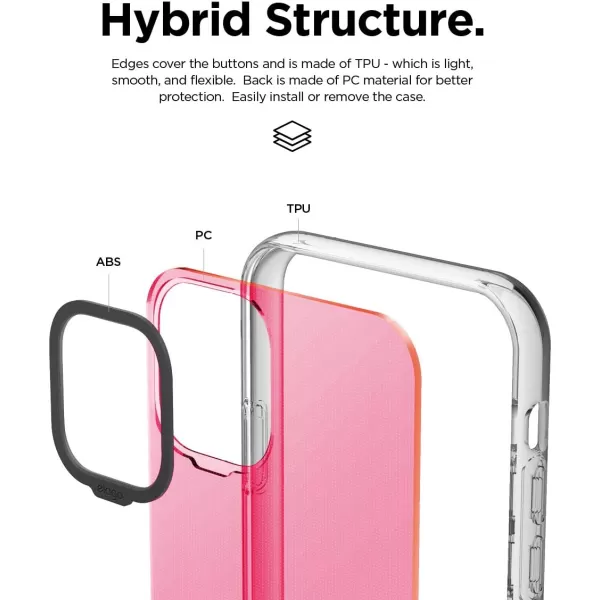 elago Clear Hybrid Case Compatible with iPhone 11 Neon YellowNeon Pink