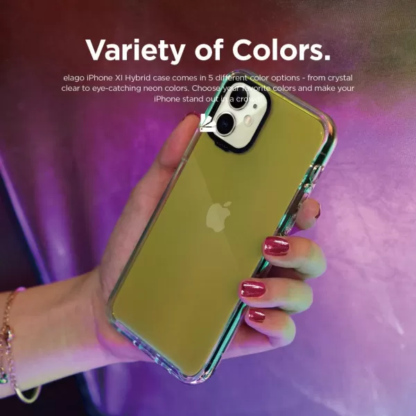 elago Clear Hybrid Case Compatible with iPhone 11 Neon YellowNeon Yellow