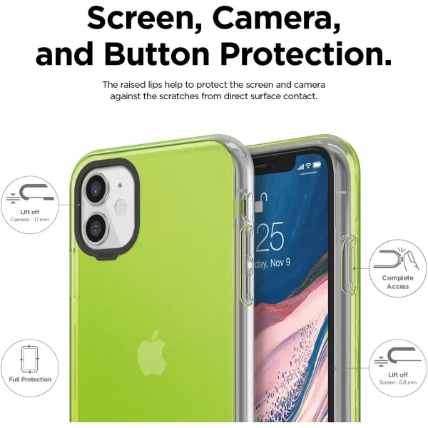 elago Clear Hybrid Case Compatible with iPhone 11 Neon YellowNeon Yellow