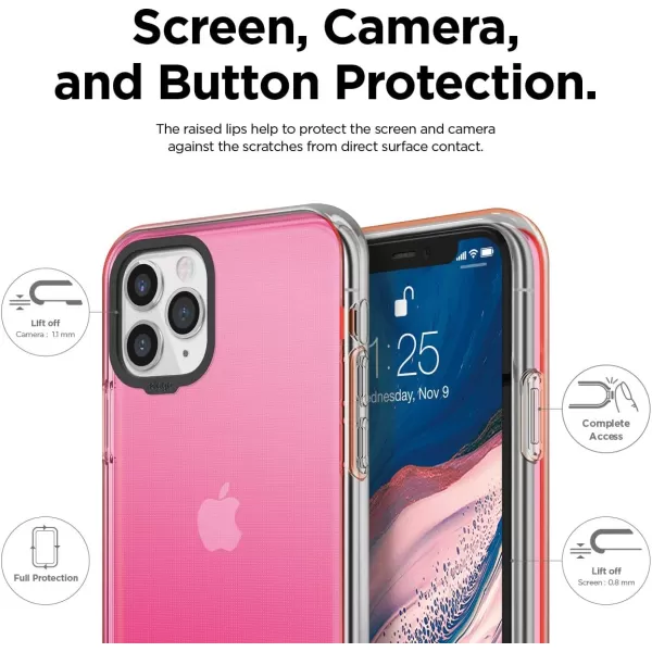 elago Clear Hybrid Case Compatible with iPhone 11 Pro Aqua BlueNeon Pink