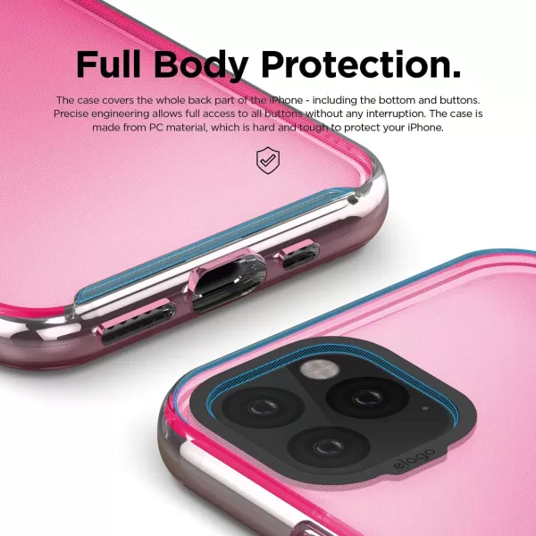 elago Clear Hybrid Case Compatible with iPhone 11 Pro Aqua BlueNeon Pink