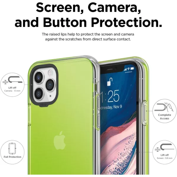 elago Clear Hybrid Case Compatible with iPhone 11 Pro Aqua BlueNeon Yellow