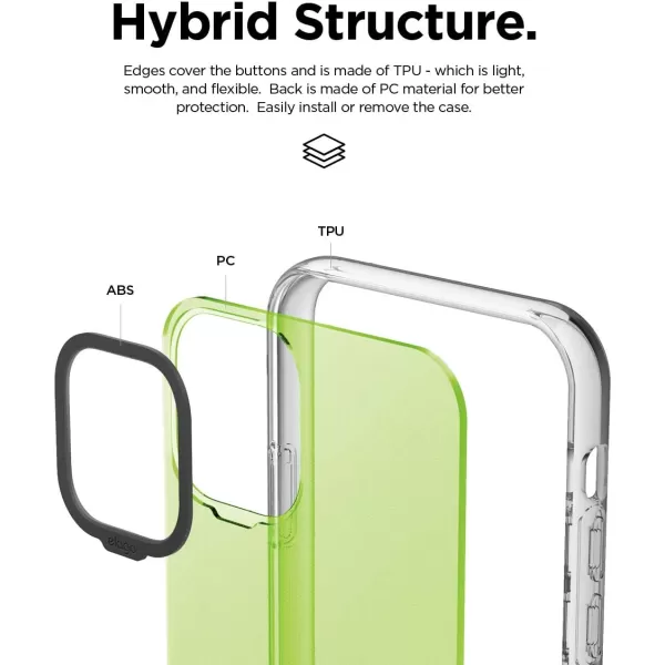 elago Clear Hybrid Case Compatible with iPhone 11 Pro Max Lovely PinkNeon Yellow