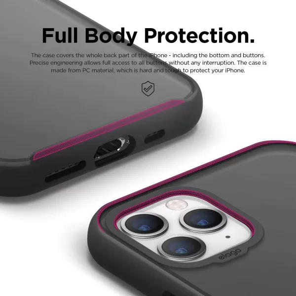 elago Clear Hybrid Case Compatible with iPhone 11 Pro Max Lovely PinkSF Dark Grey