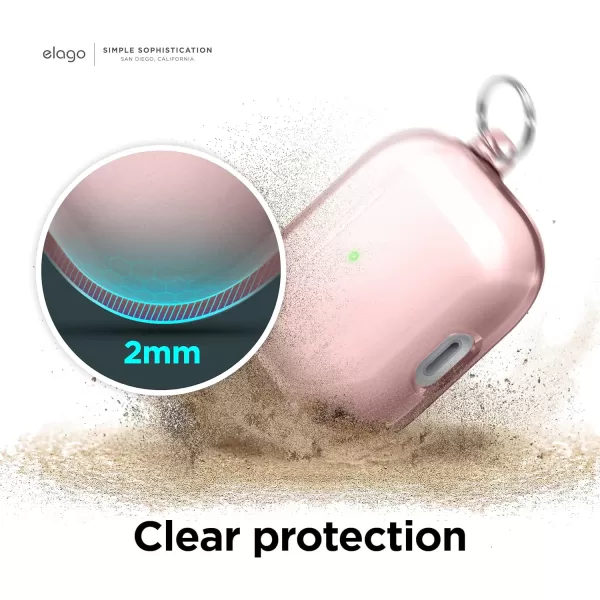 elago Compatible with AirPods 3rd Generation Case Clear Transparent Clear Case Compatible with Apple AirPods 3 Carabiner Included Neon YellowLovely Pink