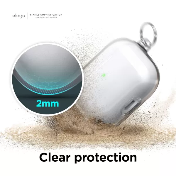 elago Compatible with AirPods 3rd Generation Case Clear Transparent Clear Case Compatible with Apple AirPods 3 Carabiner Included Neon YellowTransparentGreen