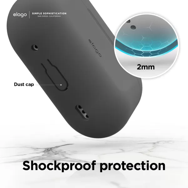 elago Compatible with AirPods Pro 2 Case 2022 Silicone Case with Keychain Compatible with Apple AirPods Pro 2nd Generation Case Front LED Visible Supports Wireless Charging Jean IndigoDark Grey