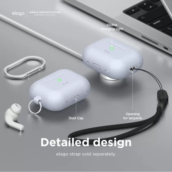 elago Compatible with AirPods Pro 2 Case 2022 Silicone Case with Keychain Compatible with Apple AirPods Pro 2nd Generation Case Front LED Visible Supports Wireless Charging Jean IndigoLight Blue