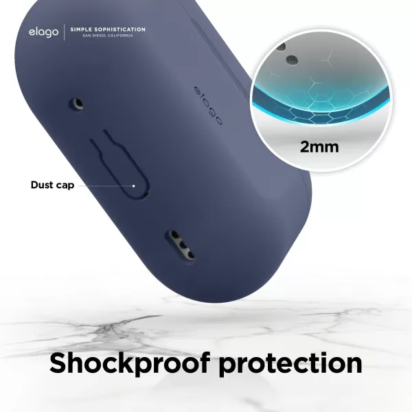 elago Compatible with AirPods Pro 2 Case 2022 Silicone Case with Keychain Compatible with Apple AirPods Pro 2nd Generation Case Front LED Visible Supports Wireless Charging Jean IndigoJean Indigo