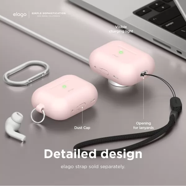 elago Compatible with AirPods Pro 2 Case 2022 Silicone Case with Keychain Compatible with Apple AirPods Pro 2nd Generation Case Front LED Visible Supports Wireless Charging Jean IndigoLovely Pink