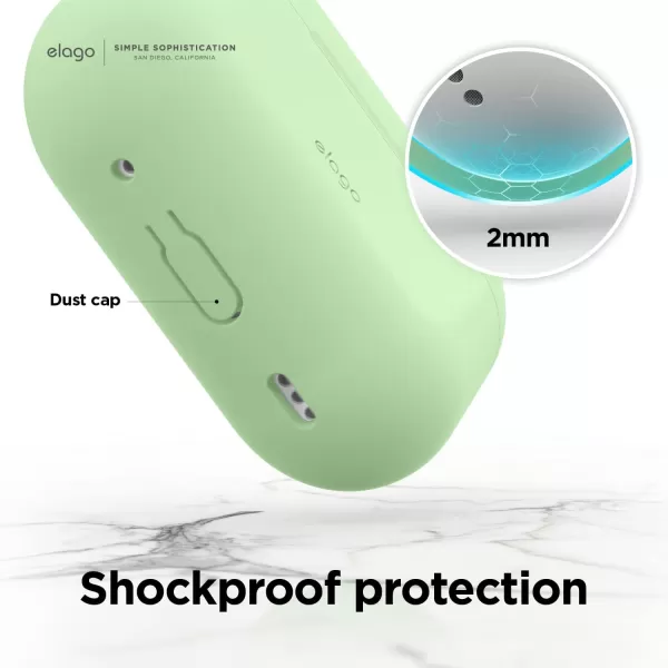 elago Compatible with AirPods Pro 2 Case 2022 Silicone Case with Keychain Compatible with Apple AirPods Pro 2nd Generation Case Front LED Visible Supports Wireless Charging Jean IndigoPastel Green