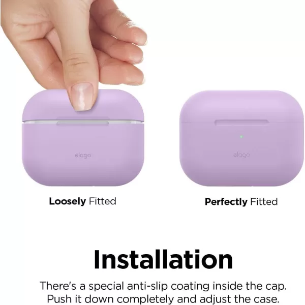 elago Compatible with AirPods Pro 2 Case 2022 Silicone Case with Lanyard Compatible with Apple AirPods Pro 2nd Generation Case Front LED Visible Fabric Lanyard Included BlackLavender