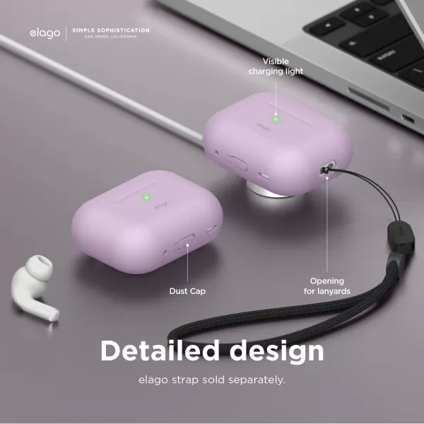 elago Compatible with AirPods Pro 2nd Generation Case 2022 Protective Silicone Case Compatible with Apple AirPods Pro 2 Front LED Visible Supports Wireless Charging MintLavender