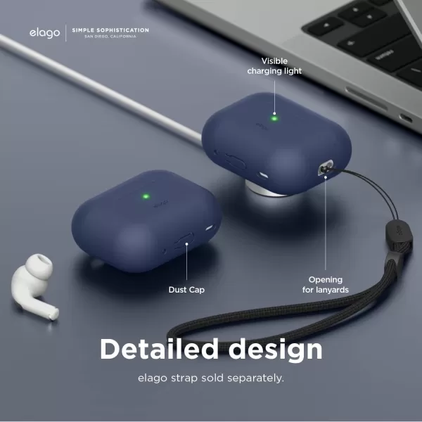 elago Compatible with AirPods Pro 2nd Generation Case 2022 Protective Silicone Case Compatible with Apple AirPods Pro 2 Front LED Visible Supports Wireless Charging MintJean Indigo