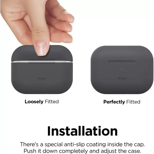 elago Compatible with AirPods Pro 2nd Generation Case 2022 Protective Silicone Case Compatible with Apple AirPods Pro 2 Front LED Visible Supports Wireless Charging MintDark Grey