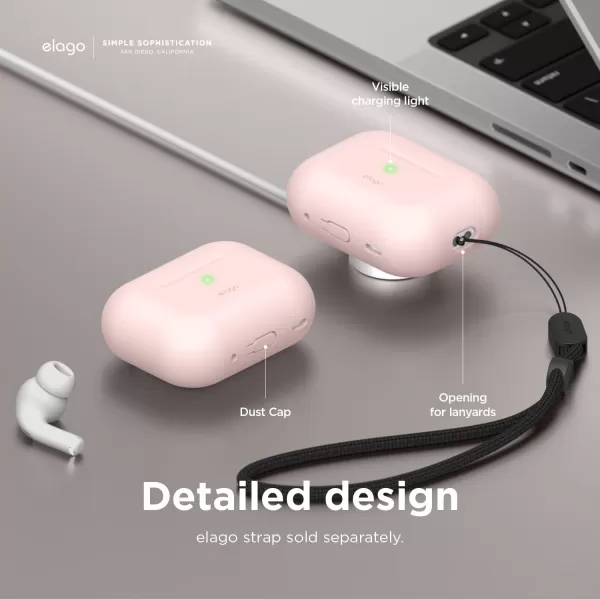 elago Compatible with AirPods Pro 2nd Generation Case 2022 Protective Silicone Case Compatible with Apple AirPods Pro 2 Front LED Visible Supports Wireless Charging MintLovely Pink