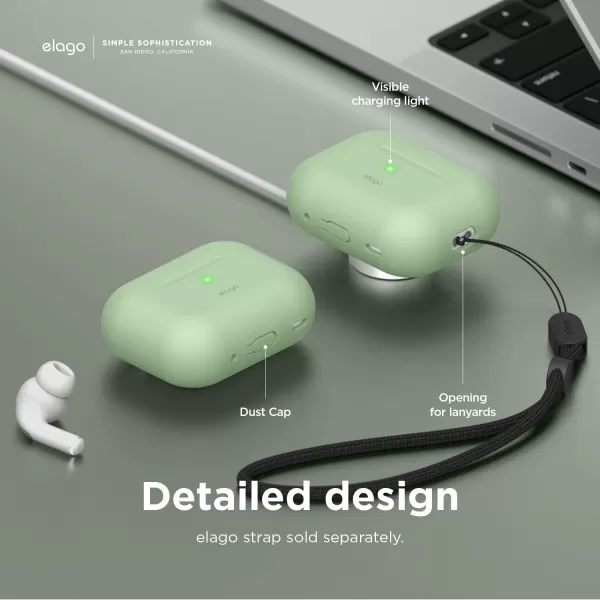 elago Compatible with AirPods Pro 2nd Generation Case 2022 Protective Silicone Case Compatible with Apple AirPods Pro 2 Front LED Visible Supports Wireless Charging MintPastel Green