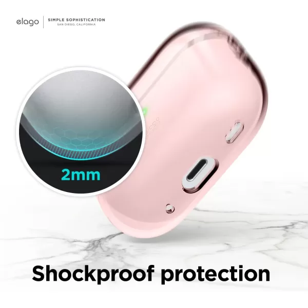 elago Compatible with AirPods Pro 2nd Generation Case Clear  Compatible with AirPods Pro 2 Case Protective Case with Keychain Transparent Wireless Charging Reduced Yellowing TransparentLovely Pink