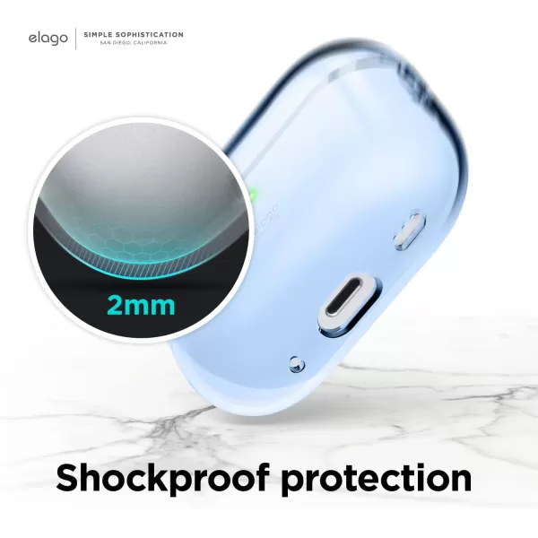 elago Compatible with AirPods Pro 2nd Generation Case Clear  Compatible with AirPods Pro 2 Case Protective Case with Keychain Transparent Wireless Charging Reduced Yellowing TransparentAqua Blue