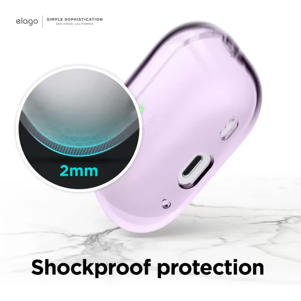 elago Compatible with AirPods Pro 2nd Generation Case Clear  Compatible with AirPods Pro 2 Case Protective Case with Keychain Transparent Wireless Charging Reduced Yellowing TransparentLavender