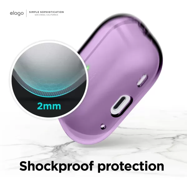 elago Compatible with AirPods Pro 2nd Generation Case Clear  Compatible with AirPods Pro 2 Case Protective Case with Keychain Transparent Wireless Charging Reduced Yellowing TransparentDeep Purple