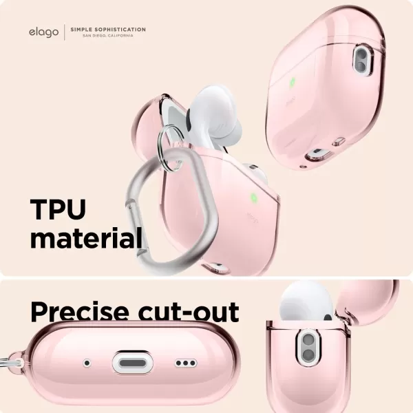 elago Compatible with AirPods Pro 2nd Generation Case Clear  Compatible with AirPods Pro 2 Case Protective Case with Keychain Transparent Wireless Charging Reduced Yellowing TransparentLovely Pink