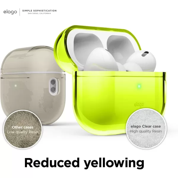 elago Compatible with AirPods Pro 2nd Generation Case Clear Cover  Compatible with AirPods Pro 2 Case Protective Case Cover Shockproof Wireless Charging Reduced Yellowing TransparentNeon Yellow