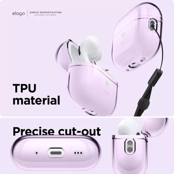 elago Compatible with AirPods Pro 2nd Generation Case Clear Cover  Compatible with AirPods Pro 2 Case Protective Case Cover Shockproof Wireless Charging Reduced Yellowing TransparentLavender