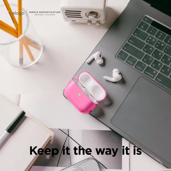 elago Compatible with AirPods Pro 2nd Generation Case Clear Cover  Compatible with AirPods Pro 2 Case Protective Case Cover Shockproof Wireless Charging Reduced Yellowing TransparentNeon Hotpink