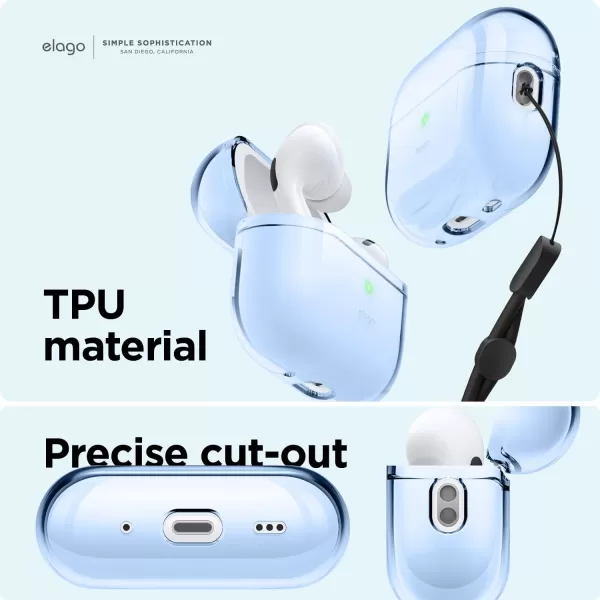 elago Compatible with AirPods Pro 2nd Generation Case Clear Cover  Compatible with AirPods Pro 2 Case Protective Case Cover Shockproof Wireless Charging Reduced Yellowing TransparentAqua Blue