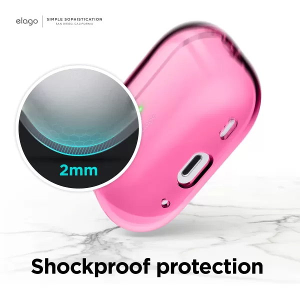 elago Compatible with AirPods Pro 2nd Generation Case Clear Cover  Compatible with AirPods Pro 2 Case Protective Case Cover Shockproof Wireless Charging Reduced Yellowing TransparentNeon Hotpink
