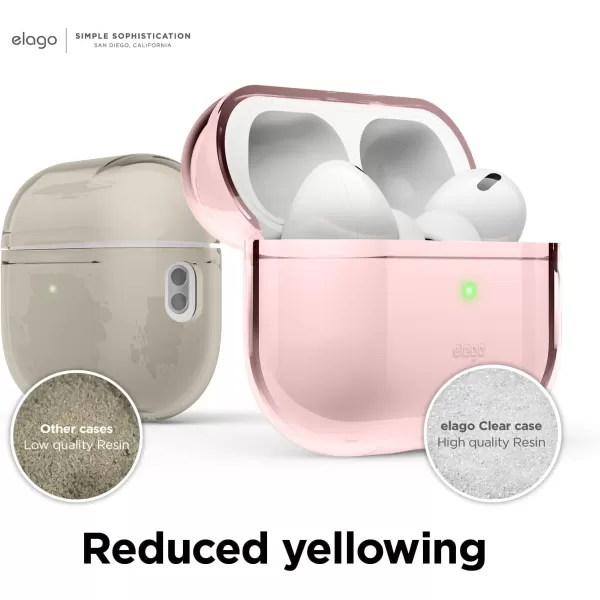 elago Compatible with AirPods Pro 2nd Generation Case Clear Cover  Compatible with AirPods Pro 2 Case Protective Case Cover Shockproof Wireless Charging Reduced Yellowing TransparentLovely Pink