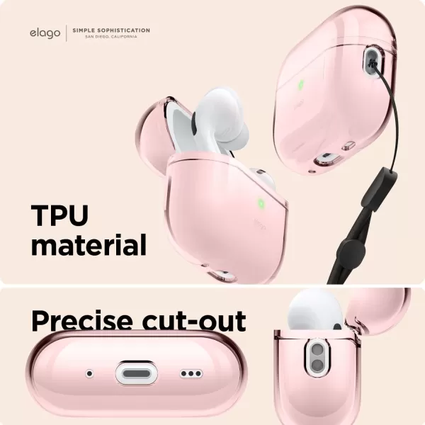 elago Compatible with AirPods Pro 2nd Generation Case Clear Cover  Compatible with AirPods Pro 2 Case Protective Case Cover Shockproof Wireless Charging Reduced Yellowing TransparentLovely Pink