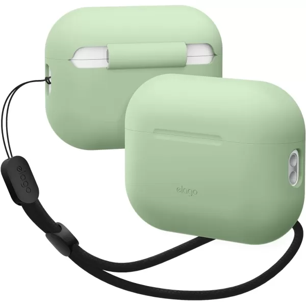 elago Compatible with AirPods Pro 2nd Generation Case Silicone Case Compatible with Apple AirPods Pro 2 Case Lanyard Included Front LED Visible Light BluePastel Green