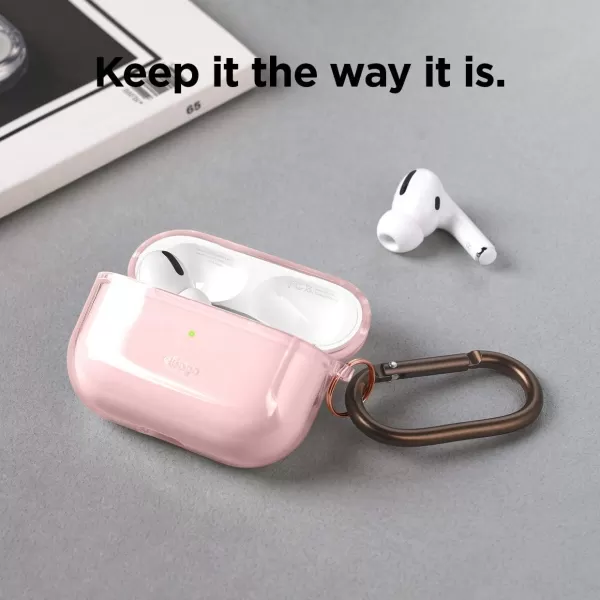 elago Compatible with AirPods Pro Case Clear  High Rating TPU Transparent Shockproof Protective Case Cover with Keychain Gel Tape Included Wireless Charging Neon YellowLovely Pink