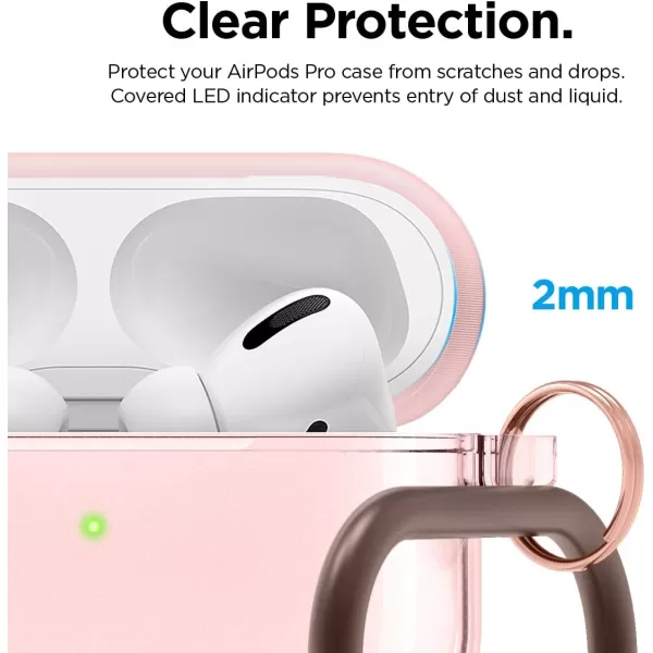 elago Compatible with AirPods Pro Case Clear  High Rating TPU Transparent Shockproof Protective Case Cover with Keychain Gel Tape Included Wireless Charging Neon YellowLovely Pink