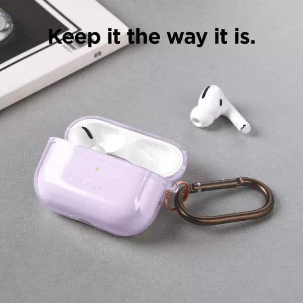 elago Compatible with AirPods Pro Case Clear  High Rating TPU Transparent Shockproof Protective Case Cover with Keychain Gel Tape Included Wireless Charging Neon YellowLavender