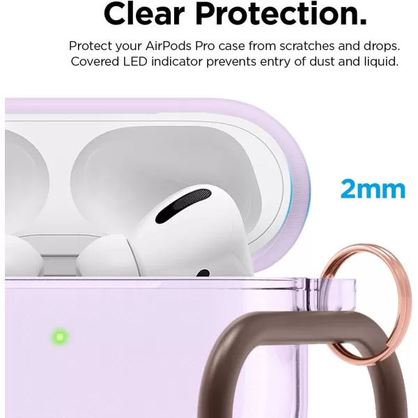 elago Compatible with AirPods Pro Case Clear  High Rating TPU Transparent Shockproof Protective Case Cover with Keychain Gel Tape Included Wireless Charging Neon YellowLavender