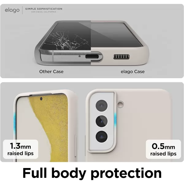 elago Compatible with Samsung Galaxy S22 Case  Liquid Silicone Case Full Body Screen Camera Protective Cover Shockproof Slim Phone Case AntiScratch Soft Microfiber Lining 61 inch Sand PinkStone