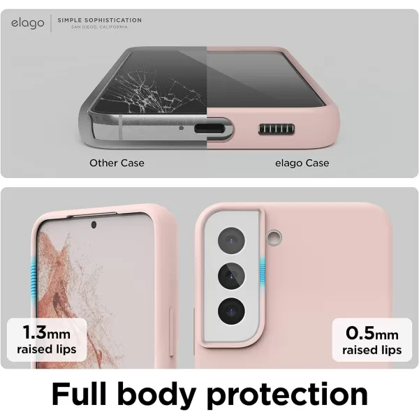 elago Compatible with Samsung Galaxy S22 Case  Liquid Silicone Case Full Body Screen Camera Protective Cover Shockproof Slim Phone Case AntiScratch Soft Microfiber Lining 61 inch Sand PinkSand Pink