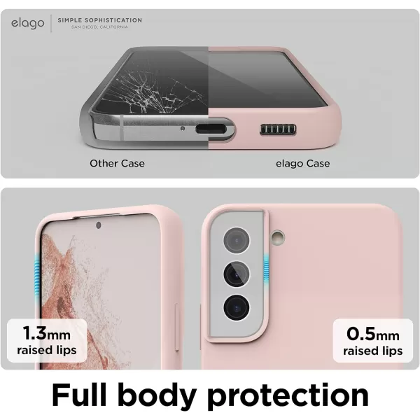 elago Compatible with Samsung Galaxy S22 Plus Case  Liquid Silicone Case Full Body Screen Camera Protective Cover Shockproof Slim Phone Case AntiScratch Soft Microfiber Lining 66 inch StoneSand Pink