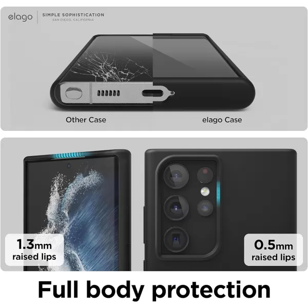 elago Compatible with Samsung Galaxy S22 Ultra Case  Liquid Silicone Case Full Body Screen Camera Protective Cover Shockproof Slim Phone Case AntiScratch Soft Microfiber Lining 68 inch BlackBlack