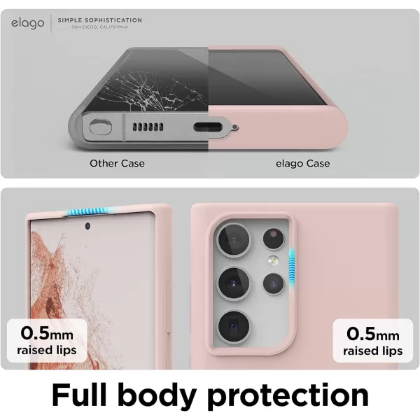 elago Compatible with Samsung Galaxy S22 Ultra Case  Liquid Silicone Case Full Body Screen Camera Protective Cover Shockproof Slim Phone Case AntiScratch Soft Microfiber Lining 68 inch BlackSand Pink